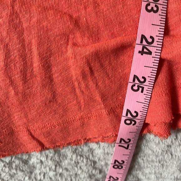 NWOT Free People Orange Short Sleeved Tee With Cole Shoulder And Ties - Picture 4 of 6
